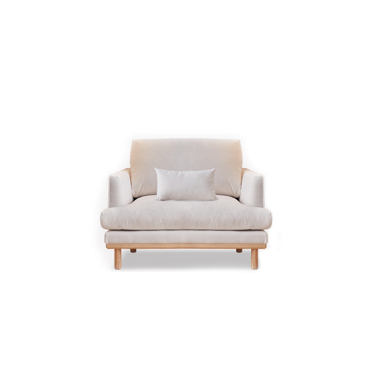 Nordic Fabric Square Arm Standard Sofa Loose Back Settee with Wooden Legs 35"L x 35"W x 33.5"H White Clearhalo 'furn' 'furn_sofas' 'Furniture' 'furniture_sofas' 'Living Room Furniture' 'Sofa' 'sofas' 4947013