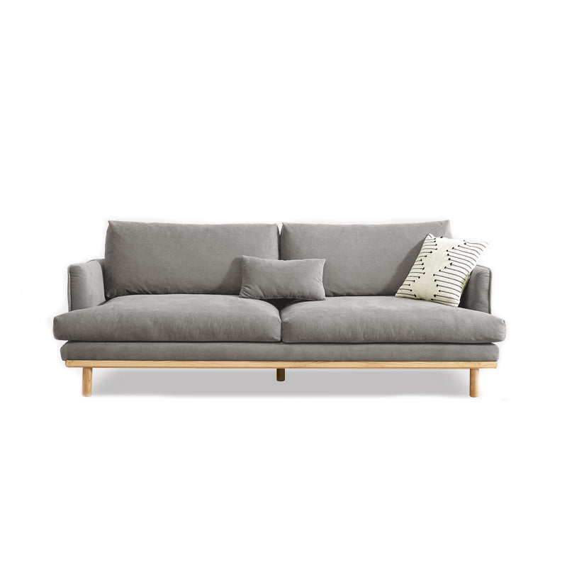 Nordic Fabric Square Arm Standard Sofa Loose Back Settee with Wooden Legs 79"L x 35.5"W x 33"H Gray Clearhalo 'furn' 'furn_sofas' 'Furniture' 'furniture_sofas' 'Living Room Furniture' 'Sofa' 'sofas' 4947014