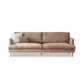 Nordic Fabric Square Arm Standard Sofa Loose Back Settee with Wooden Legs 87"L x 35.5"W x 33"H Brown Clearhalo 'furn' 'furn_sofas' 'Furniture' 'furniture_sofas' 'Living Room Furniture' 'Sofa' 'sofas' 4947015