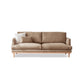 Nordic Fabric Square Arm Standard Sofa Loose Back Settee with Wooden Legs 63"L x 35.5"W x 33"H Brown Clearhalo 'furn' 'furn_sofas' 'Furniture' 'furniture_sofas' 'Living Room Furniture' 'Sofa' 'sofas' 4947017