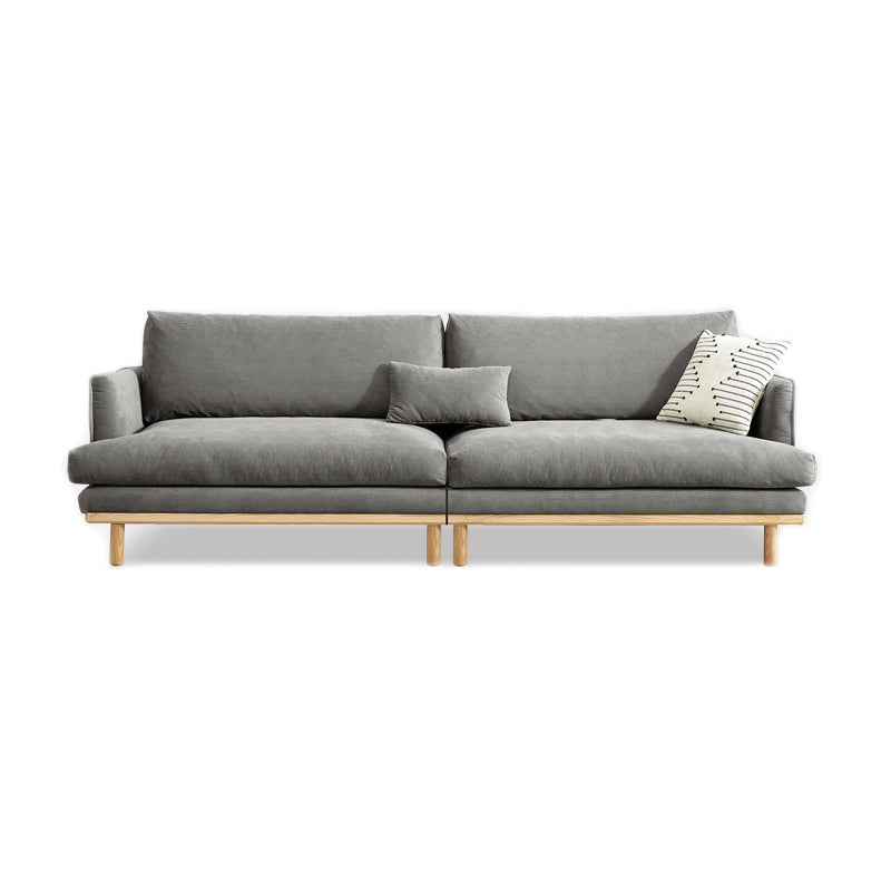 Nordic Fabric Square Arm Standard Sofa Loose Back Settee with Wooden Legs 102"L x 35.5"W x 33"H Gray Clearhalo 'furn' 'furn_sofas' 'Furniture' 'furniture_sofas' 'Living Room Furniture' 'Sofa' 'sofas' 4947023