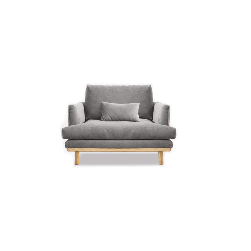 Nordic Fabric Square Arm Standard Sofa Loose Back Settee with Wooden Legs 35"L x 35"W x 33.5"H Gray Clearhalo 'furn' 'furn_sofas' 'Furniture' 'furniture_sofas' 'Living Room Furniture' 'Sofa' 'sofas' 4947025