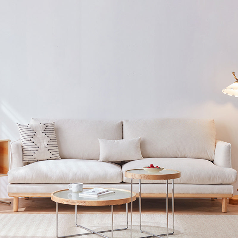 Nordic Fabric Square Arm Standard Sofa Loose Back Settee with Wooden Legs Clearhalo 'furn' 'furn_sofas' 'Furniture' 'furniture_sofas' 'Living Room Furniture' 'Sofa' 'sofas' 4947026