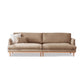 Nordic Fabric Square Arm Standard Sofa Loose Back Settee with Wooden Legs 102"L x 35.5"W x 33"H Brown Clearhalo 'furn' 'furn_sofas' 'Furniture' 'furniture_sofas' 'Living Room Furniture' 'Sofa' 'sofas' 4947027
