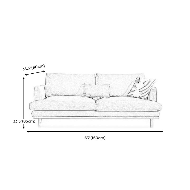 Nordic Fabric Square Arm Standard Sofa Loose Back Settee with Wooden Legs Clearhalo 'furn' 'furn_sofas' 'Furniture' 'furniture_sofas' 'Living Room Furniture' 'Sofa' 'sofas' 4947031