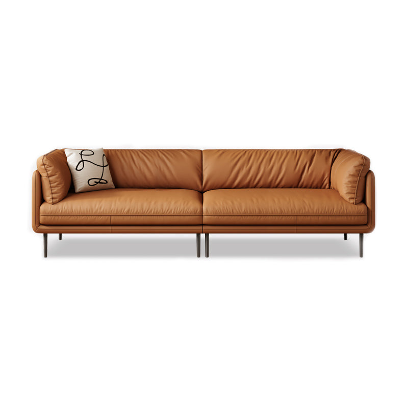 Faux Leather Tight Back Settee Modern Square Arm Couch in Black/Brown/Gray 98"L x 39"W x 31.5"H Brown Clearhalo 'furn' 'furn_sofas' 'Furniture' 'furniture_sofas' 'Living Room Furniture' 'Sofa' 'sofas' 4947034