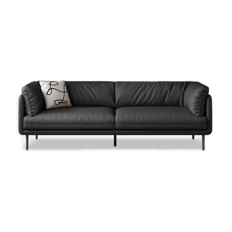 Faux Leather Tight Back Settee Modern Square Arm Couch in Black/Brown/Gray 87"L x 39"W x 31.5"H Black Clearhalo 'furn' 'furn_sofas' 'Furniture' 'furniture_sofas' 'Living Room Furniture' 'Sofa' 'sofas' 4947035