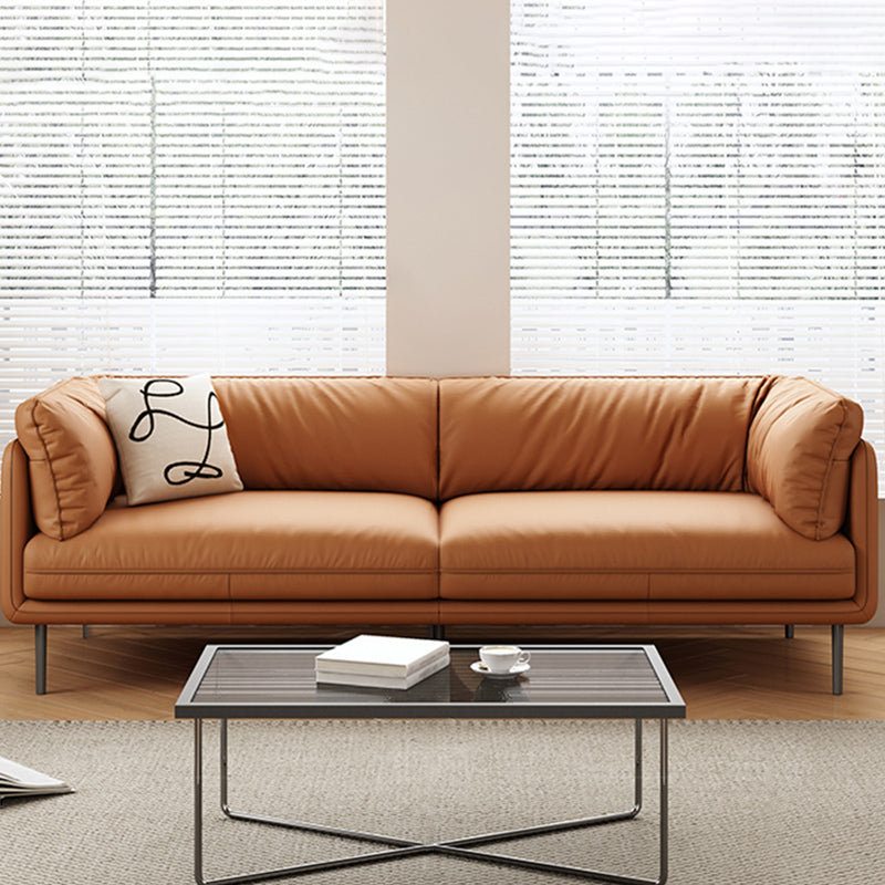 Faux Leather Tight Back Settee Modern Square Arm Couch in Black/Brown/Gray Clearhalo 'furn' 'furn_sofas' 'Furniture' 'furniture_sofas' 'Living Room Furniture' 'Sofa' 'sofas' 4947036