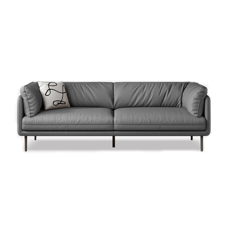 Faux Leather Tight Back Settee Modern Square Arm Couch in Black/Brown/Gray 87"L x 39"W x 31.5"H Gray Clearhalo 'furn' 'furn_sofas' 'Furniture' 'furniture_sofas' 'Living Room Furniture' 'Sofa' 'sofas' 4947037