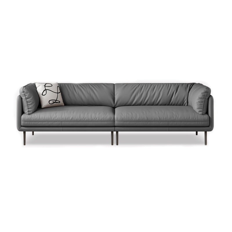 Faux Leather Tight Back Settee Modern Square Arm Couch in Black/Brown/Gray 98"L x 39"W x 31.5"H Gray Clearhalo 'furn' 'furn_sofas' 'Furniture' 'furniture_sofas' 'Living Room Furniture' 'Sofa' 'sofas' 4947039