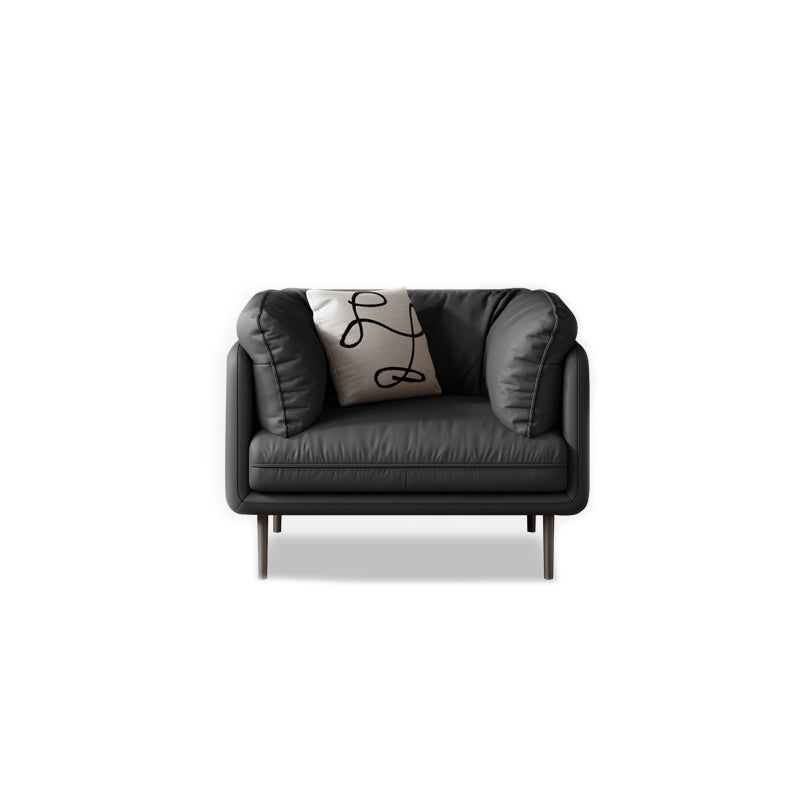 Faux Leather Tight Back Settee Modern Square Arm Couch in Black/Brown/Gray 43"L x 39"W x 31.5"H Black Clearhalo 'furn' 'furn_sofas' 'Furniture' 'furniture_sofas' 'Living Room Furniture' 'Sofa' 'sofas' 4947040