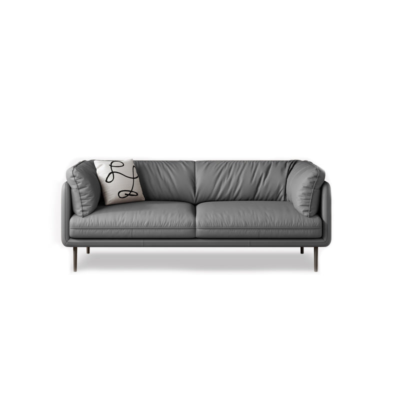 Faux Leather Tight Back Settee Modern Square Arm Couch in Black/Brown/Gray 71"L x 39"W x 31.5"H Gray Clearhalo 'furn' 'furn_sofas' 'Furniture' 'furniture_sofas' 'Living Room Furniture' 'Sofa' 'sofas' 4947041
