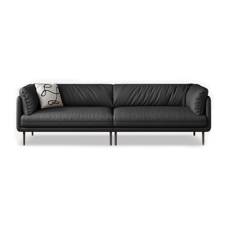 Faux Leather Tight Back Settee Modern Square Arm Couch in Black/Brown/Gray 98"L x 39"W x 31.5"H Black Clearhalo 'furn' 'furn_sofas' 'Furniture' 'furniture_sofas' 'Living Room Furniture' 'Sofa' 'sofas' 4947042