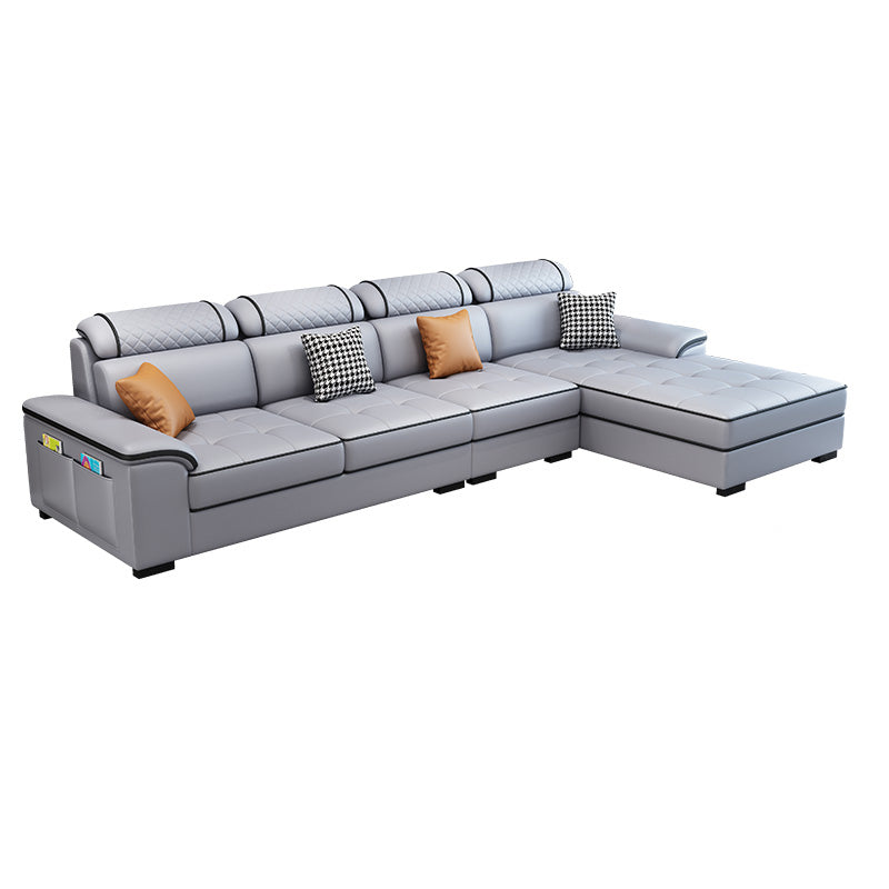 Pillow Top Arm Pillowed Back Cushions Right Hand Facing Sectional Sofa with Chaise Dark Gray Clearhalo 'furn' 'furn_sectionals' 'Furniture' 'furniture_sectionals' 'Living Room Furniture' 'Sectionals' 4947109