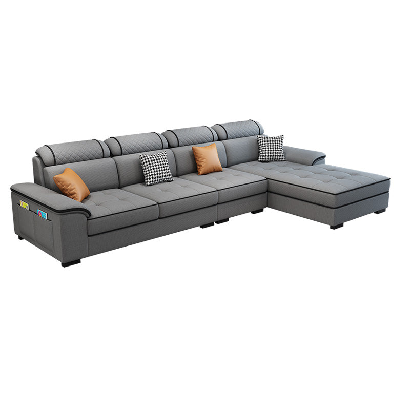Pillow Top Arm Pillowed Back Cushions Right Hand Facing Sectional Sofa with Chaise Gray Clearhalo 'furn' 'furn_sectionals' 'Furniture' 'furniture_sectionals' 'Living Room Furniture' 'Sectionals' 4947114