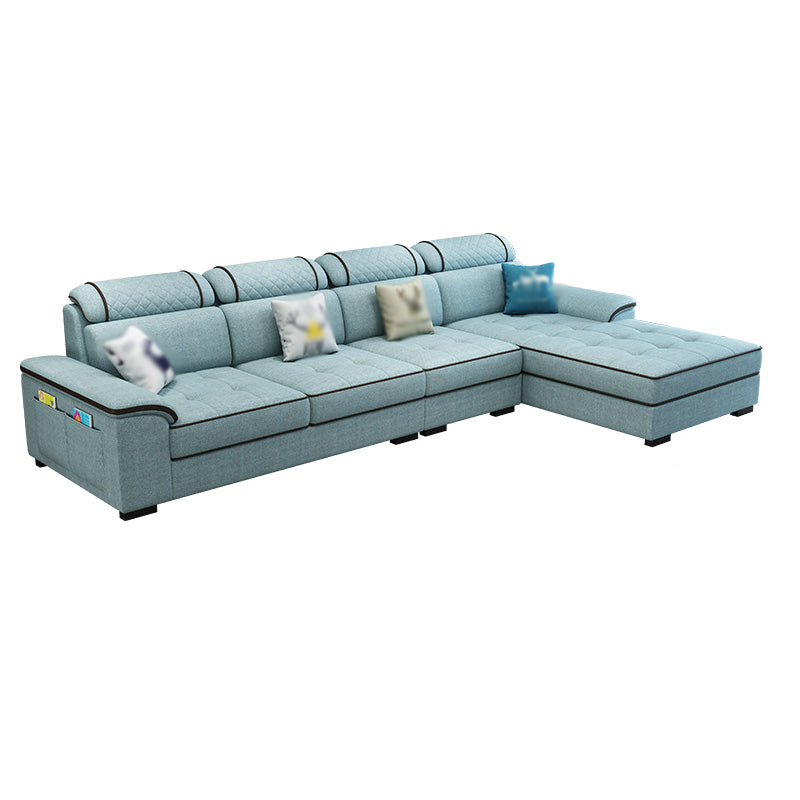 Pillow Top Arm Pillowed Back Cushions Right Hand Facing Sectional Sofa with Chaise Blue Clearhalo 'furn' 'furn_sectionals' 'Furniture' 'furniture_sectionals' 'Living Room Furniture' 'Sectionals' 4947115