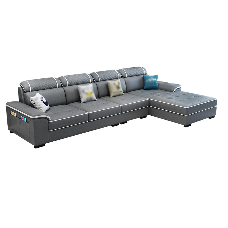 Pillow Top Arm Pillowed Back Cushions Right Hand Facing Sectional Sofa with Chaise Black Grey Clearhalo 'furn' 'furn_sectionals' 'Furniture' 'furniture_sectionals' 'Living Room Furniture' 'Sectionals' 4947119