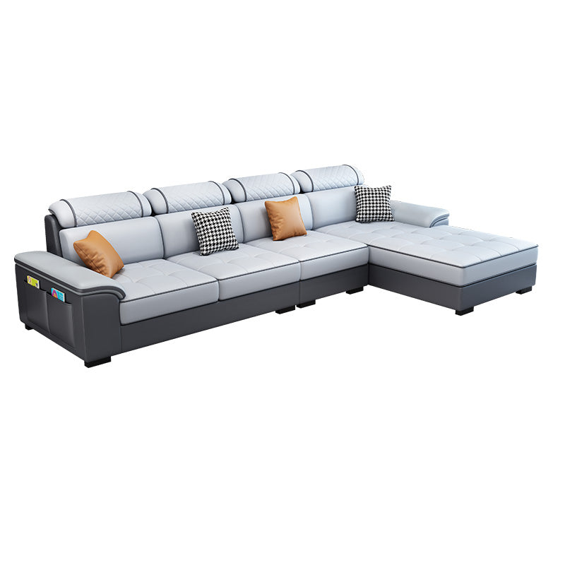 Pillow Top Arm Pillowed Back Cushions Right Hand Facing Sectional Sofa with Chaise Dark Grey White Clearhalo 'furn' 'furn_sectionals' 'Furniture' 'furniture_sectionals' 'Living Room Furniture' 'Sectionals' 4947121