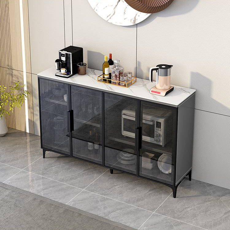 Wood Living Room Sideboard Cabinet Glam Server Cabinet with Storage and Glass Door Black White Clearhalo 'buffet_sideboard' 'Buffets & Sideboards' 'Furniture' 'furniture_buffet_sideboard' 'Kitchen & Dining Furniture' 4948078