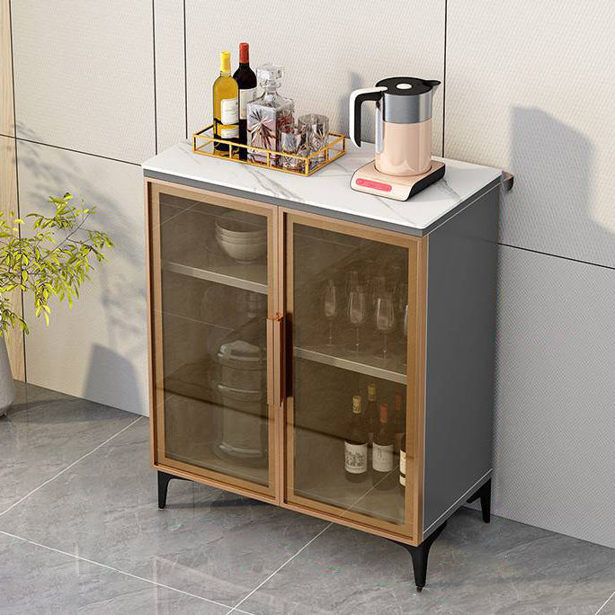 Wood Living Room Sideboard Cabinet Glam Server Cabinet with Storage and Glass Door White-Gold Clearhalo 'buffet_sideboard' 'Buffets & Sideboards' 'Furniture' 'furniture_buffet_sideboard' 'Kitchen & Dining Furniture' 4948079