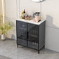 Wood Living Room Sideboard Cabinet Glam Server Cabinet with Storage and Glass Door Black White 25"L x 20"W x 31"H Clearhalo 'buffet_sideboard' 'Buffets & Sideboards' 'Furniture' 'furniture_buffet_sideboard' 'Kitchen & Dining Furniture' 4948083