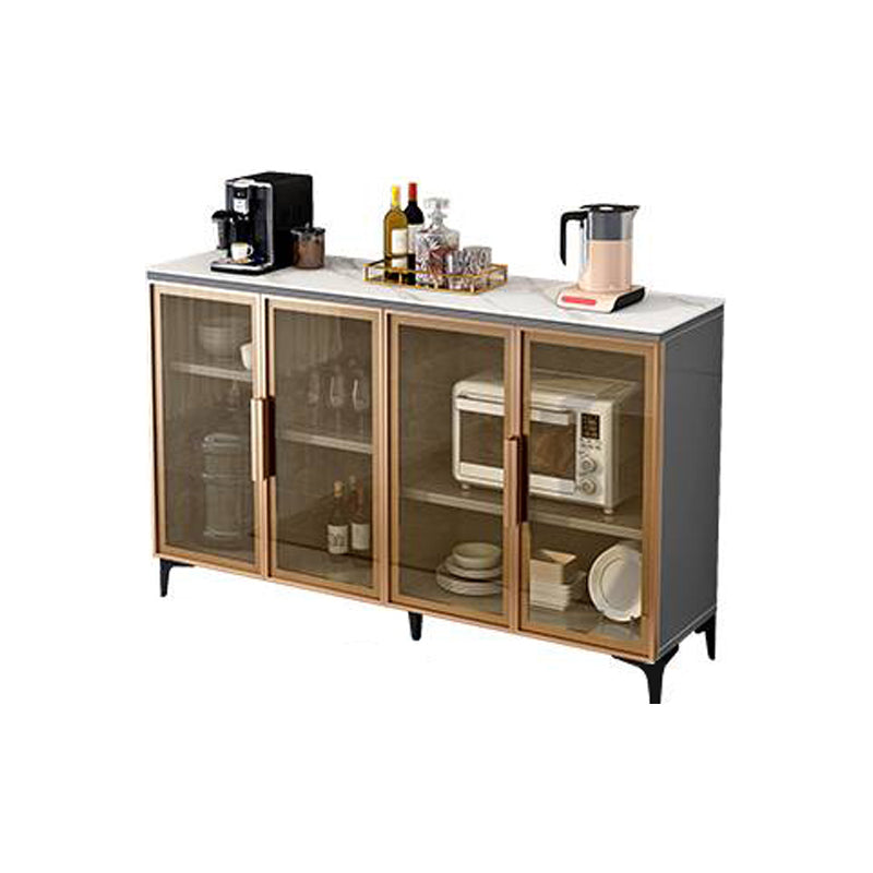 Wood Living Room Sideboard Cabinet Glam Server Cabinet with Storage and Glass Door White-Gold Clearhalo 'buffet_sideboard' 'Buffets & Sideboards' 'Furniture' 'furniture_buffet_sideboard' 'Kitchen & Dining Furniture' 4948084