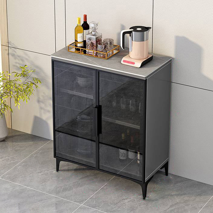 Wood Living Room Sideboard Cabinet Glam Server Cabinet with Storage and Glass Door Black-Gray Clearhalo 'buffet_sideboard' 'Buffets & Sideboards' 'Furniture' 'furniture_buffet_sideboard' 'Kitchen & Dining Furniture' 4948085