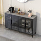 Wood Living Room Sideboard Cabinet Glam Server Cabinet with Storage and Glass Door Black-Gray Clearhalo 'buffet_sideboard' 'Buffets & Sideboards' 'Furniture' 'furniture_buffet_sideboard' 'Kitchen & Dining Furniture' 4948089