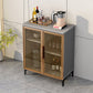 Wood Living Room Sideboard Cabinet Glam Server Cabinet with Storage and Glass Door Gray-Gold Clearhalo 'buffet_sideboard' 'Buffets & Sideboards' 'Furniture' 'furniture_buffet_sideboard' 'Kitchen & Dining Furniture' 4948091