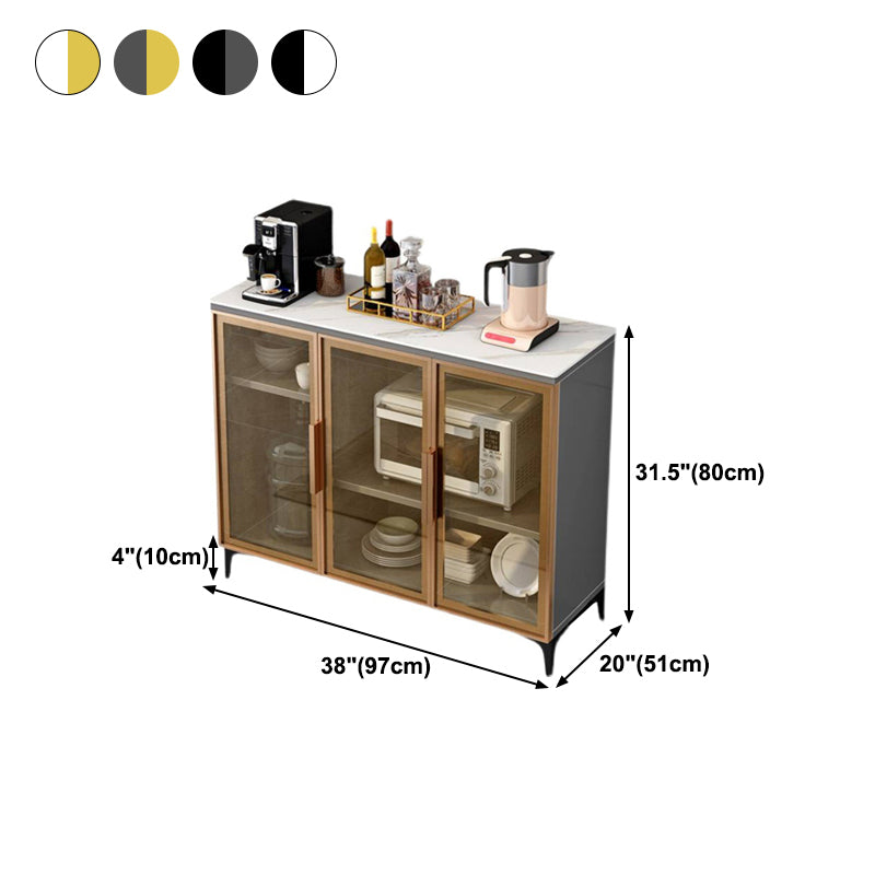 Wood Living Room Sideboard Cabinet Glam Server Cabinet with Storage and Glass Door Clearhalo 'buffet_sideboard' 'Buffets & Sideboards' 'Furniture' 'furniture_buffet_sideboard' 'Kitchen & Dining Furniture' 4948097