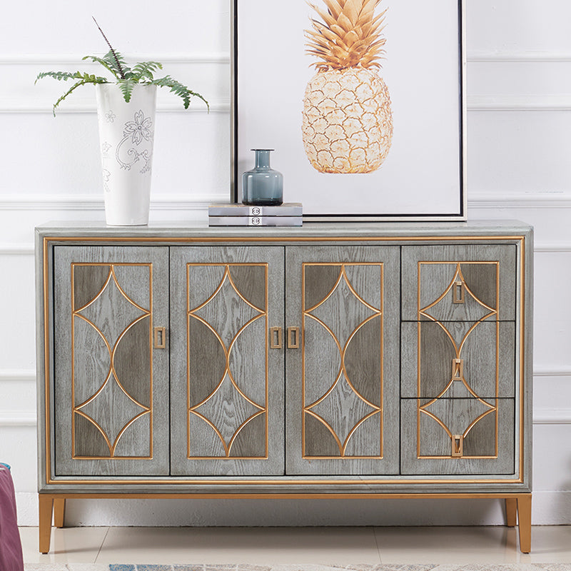 Glam Dining Server Wood and Metal Sideboard Cabinet with Drawers and Storage Clearhalo 'buffet_sideboard' 'Buffets & Sideboards' 'Furniture' 'furniture_buffet_sideboard' 'Kitchen & Dining Furniture' 4948103