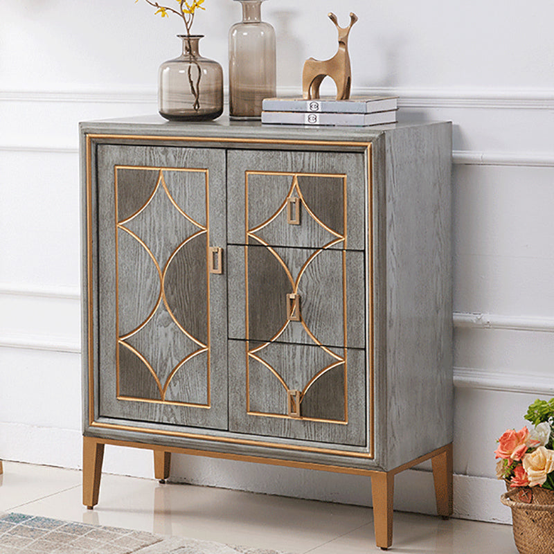 Glam Dining Server Wood and Metal Sideboard Cabinet with Drawers and Storage Clearhalo 'buffet_sideboard' 'Buffets & Sideboards' 'Furniture' 'furniture_buffet_sideboard' 'Kitchen & Dining Furniture' 4948106