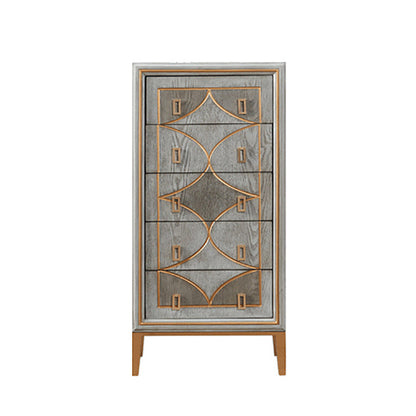 Glam Dining Server Wood and Metal Sideboard Cabinet with Drawers and Storage Grey 24"L x 15"W x 48"H Clearhalo 'buffet_sideboard' 'Buffets & Sideboards' 'Furniture' 'furniture_buffet_sideboard' 'Kitchen & Dining Furniture' 4948109