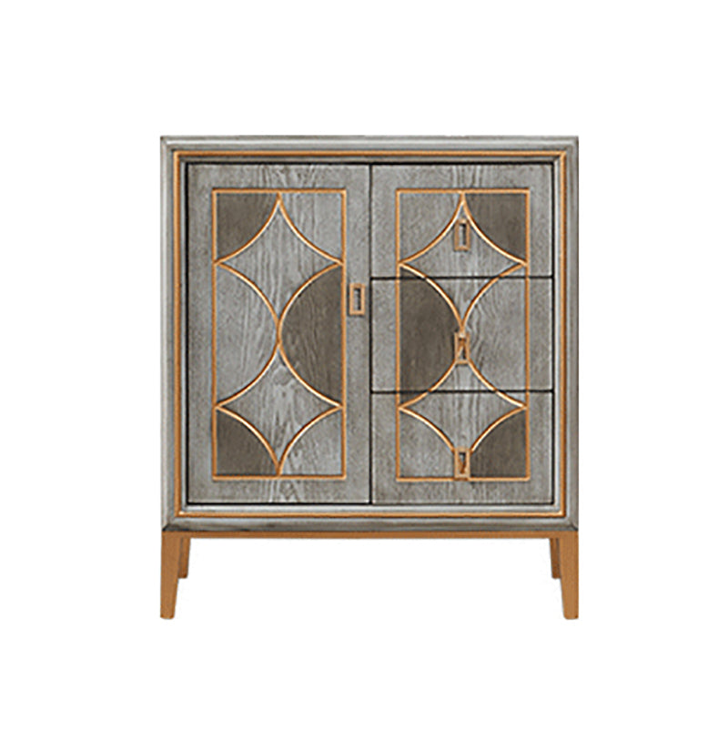 Glam Dining Server Wood and Metal Sideboard Cabinet with Drawers and Storage Grey 31"L x 15"W x 37"H Clearhalo 'buffet_sideboard' 'Buffets & Sideboards' 'Furniture' 'furniture_buffet_sideboard' 'Kitchen & Dining Furniture' 4948111