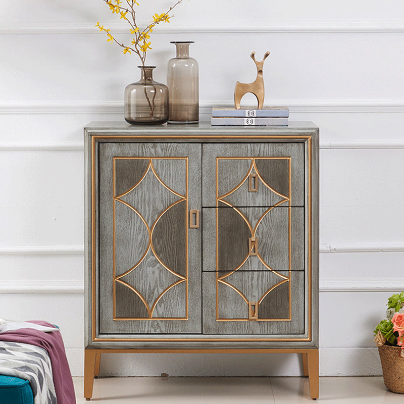 Glam Dining Server Wood and Metal Sideboard Cabinet with Drawers and Storage Clearhalo 'buffet_sideboard' 'Buffets & Sideboards' 'Furniture' 'furniture_buffet_sideboard' 'Kitchen & Dining Furniture' 4948114