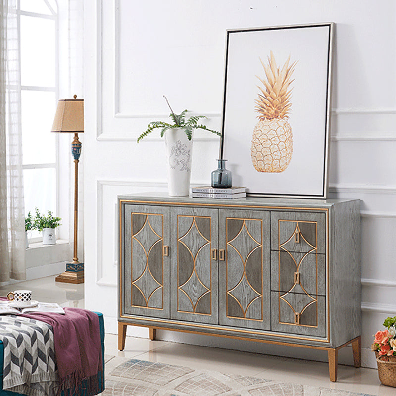 Glam Dining Server Wood and Metal Sideboard Cabinet with Drawers and Storage Clearhalo 'buffet_sideboard' 'Buffets & Sideboards' 'Furniture' 'furniture_buffet_sideboard' 'Kitchen & Dining Furniture' 4948117