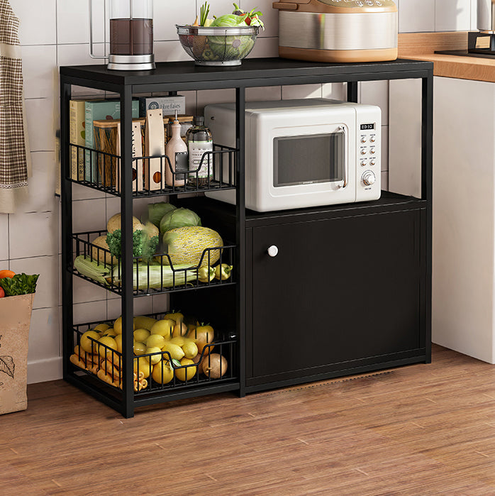 Modern Engineered Wood Buffet/Console Open Storage Buffet Stand for Kitchen Gloss Black 31"L x 12"W x 31"H Clearhalo 'buffet_sideboard' 'Buffets & Sideboards' 'Furniture' 'furniture_buffet_sideboard' 'Kitchen & Dining Furniture' 4948151