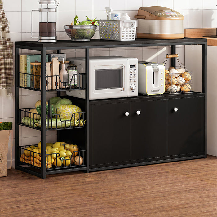 Modern Engineered Wood Buffet/Console Open Storage Buffet Stand for Kitchen Gloss Black 47"L x 12"W x 31"H Clearhalo 'buffet_sideboard' 'Buffets & Sideboards' 'Furniture' 'furniture_buffet_sideboard' 'Kitchen & Dining Furniture' 4948154