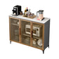 Contemporary Style Buffet Server Glass Doors and Stone Top Kitchen Server for Dining Room White-Gold Clearhalo 'buffet_sideboard' 'Buffets & Sideboards' 'Furniture' 'furniture_buffet_sideboard' 'Kitchen & Dining Furniture' 4948173