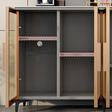 Contemporary Style Buffet Server Glass Doors and Stone Top Kitchen Server for Dining Room Clearhalo 'buffet_sideboard' 'Buffets & Sideboards' 'Furniture' 'furniture_buffet_sideboard' 'Kitchen & Dining Furniture' 4948183