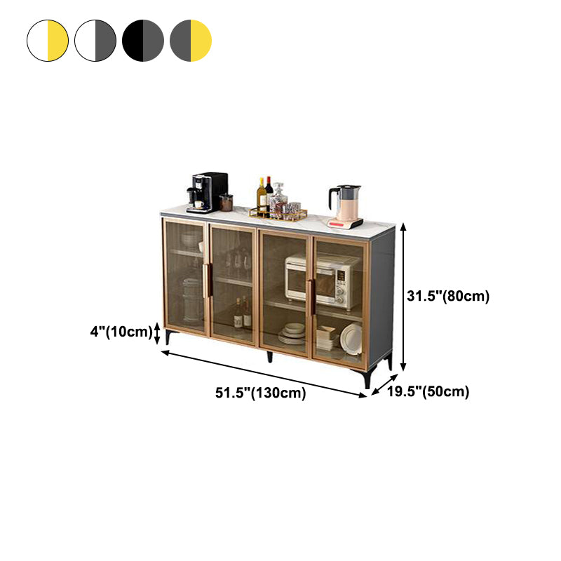 Contemporary Style Buffet Server Glass Doors and Stone Top Kitchen Server for Dining Room Clearhalo 'buffet_sideboard' 'Buffets & Sideboards' 'Furniture' 'furniture_buffet_sideboard' 'Kitchen & Dining Furniture' 4948193
