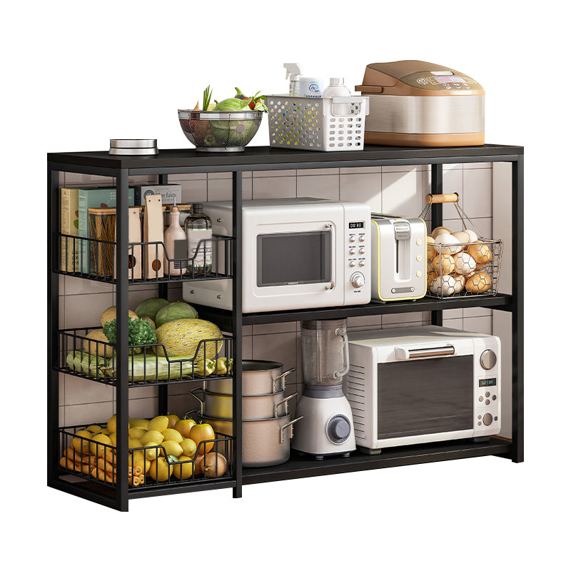 Modern Open Storage Buffet Sideboard Kitchen Engineered Wood Buffet Stand Black 39"L x 12"W x 31"H Clearhalo 'buffet_sideboard' 'Buffets & Sideboards' 'Furniture' 'furniture_buffet_sideboard' 'Kitchen & Dining Furniture' 4948197