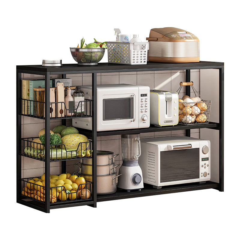 Modern Open Storage Buffet Sideboard Kitchen Engineered Wood Buffet Stand Black 47"L x 12"W x 31"H Clearhalo 'buffet_sideboard' 'Buffets & Sideboards' 'Furniture' 'furniture_buffet_sideboard' 'Kitchen & Dining Furniture' 4948199
