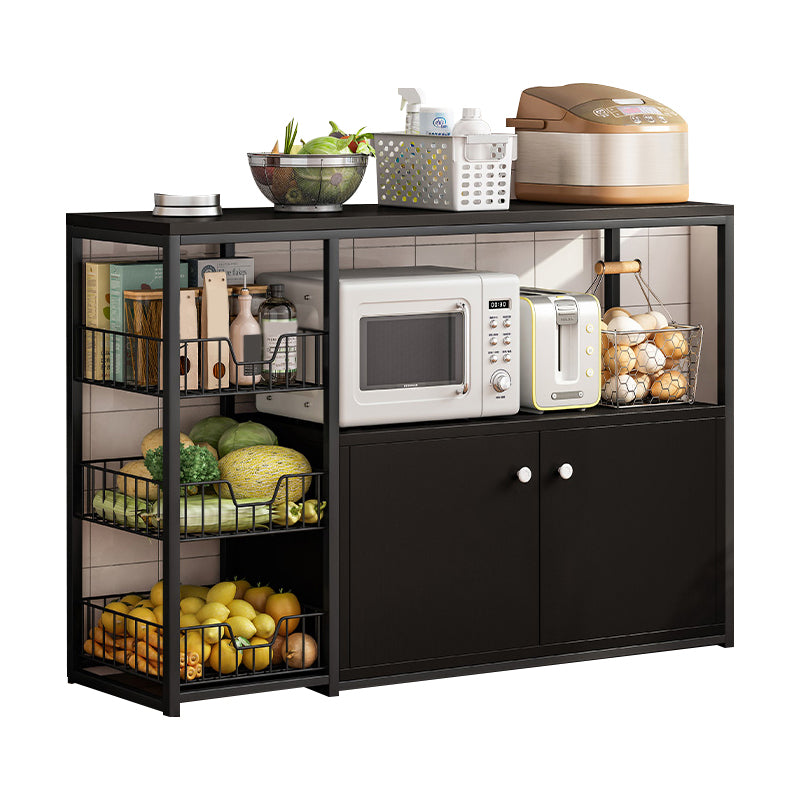 Modern Open Storage Buffet Sideboard Kitchen Engineered Wood Buffet Stand Gloss Black 39"L x 12"W x 31"H Clearhalo 'buffet_sideboard' 'Buffets & Sideboards' 'Furniture' 'furniture_buffet_sideboard' 'Kitchen & Dining Furniture' 4948203