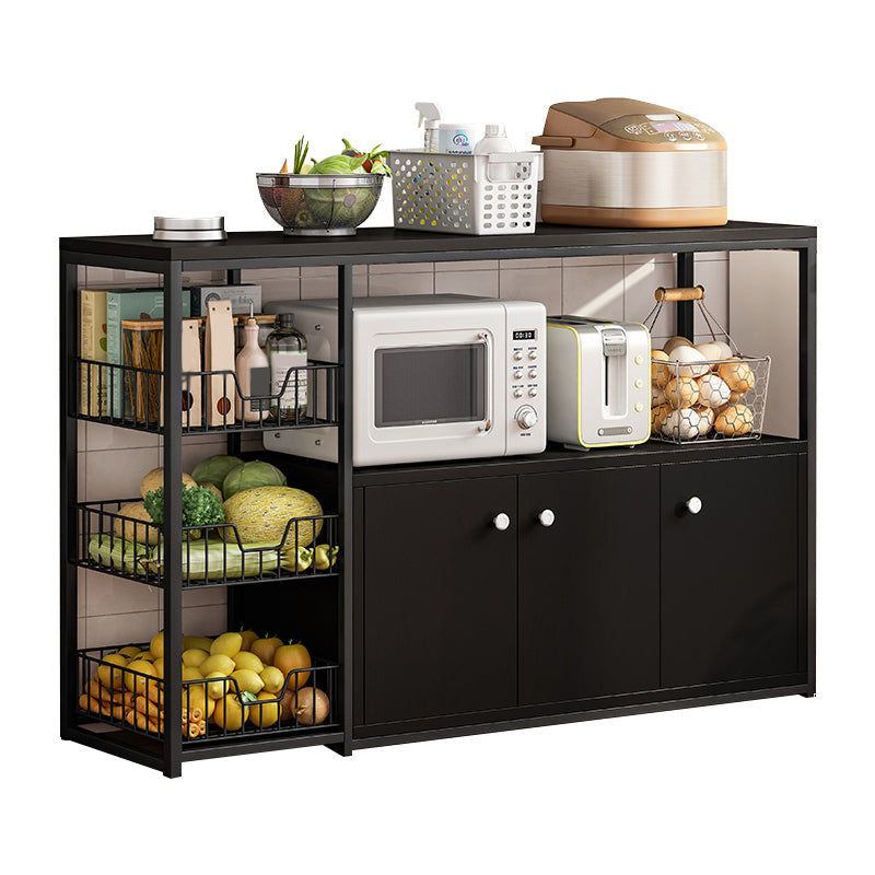 Modern Open Storage Buffet Sideboard Kitchen Engineered Wood Buffet Stand Gloss Black 47"L x 12"W x 31"H Clearhalo 'buffet_sideboard' 'Buffets & Sideboards' 'Furniture' 'furniture_buffet_sideboard' 'Kitchen & Dining Furniture' 4948204