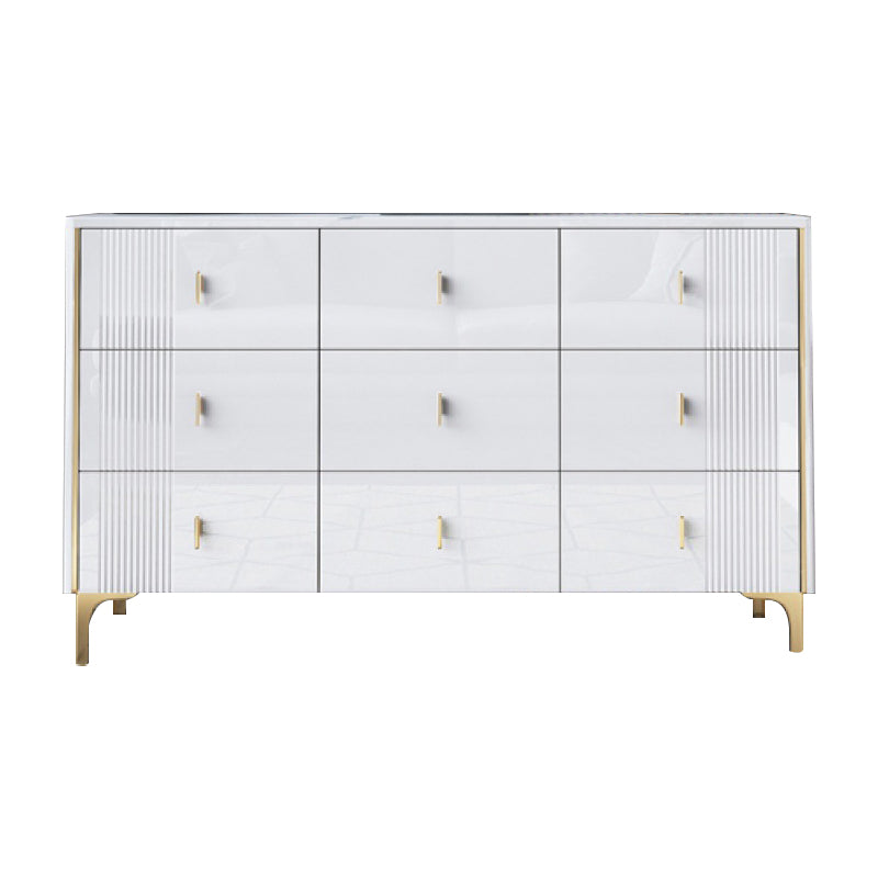 Modern Stone Countertop Credenza Engineered Wood Dining Buffet with Drawer for Living Room White 63"L x 16"W x 32"H Clearhalo 'buffet_sideboard' 'Buffets & Sideboards' 'Furniture' 'furniture_buffet_sideboard' 'Kitchen & Dining Furniture' 4948225