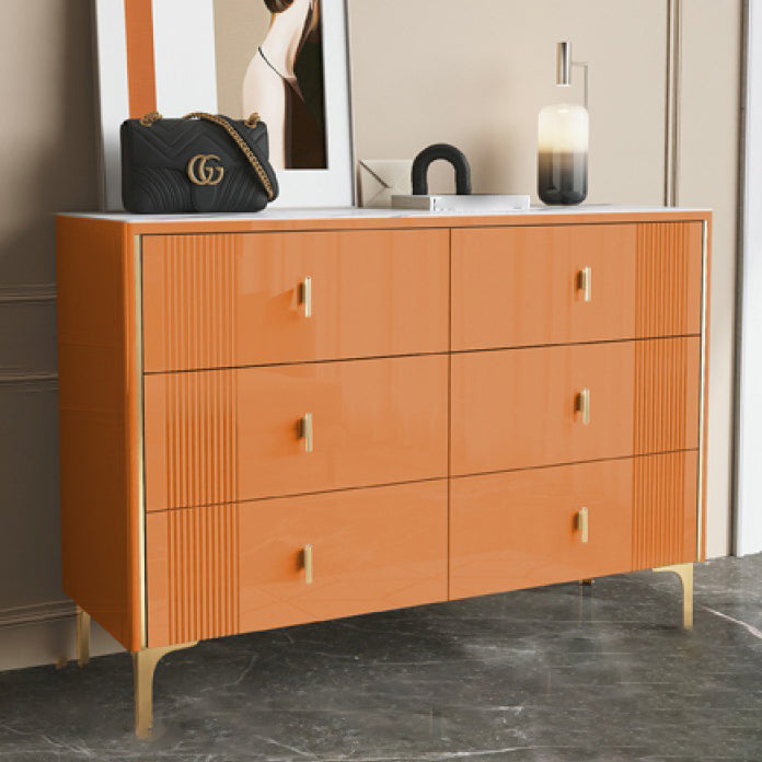 Modern Stone Countertop Credenza Engineered Wood Dining Buffet with Drawer for Living Room Orange Clearhalo 'buffet_sideboard' 'Buffets & Sideboards' 'Furniture' 'furniture_buffet_sideboard' 'Kitchen & Dining Furniture' 4948233