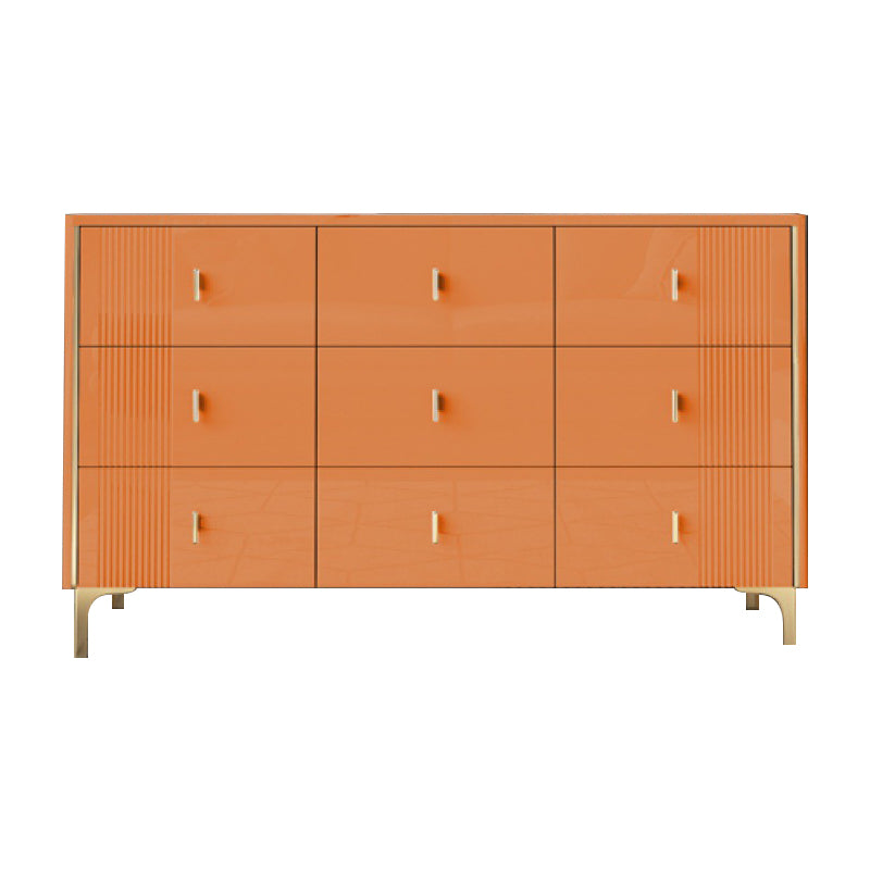 Modern Stone Countertop Credenza Engineered Wood Dining Buffet with Drawer for Living Room Orange 63"L x 16"W x 32"H Clearhalo 'buffet_sideboard' 'Buffets & Sideboards' 'Furniture' 'furniture_buffet_sideboard' 'Kitchen & Dining Furniture' 4948237