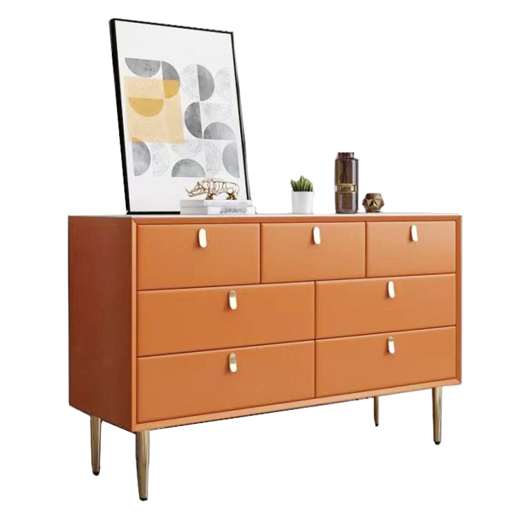 Modern Style Stone Buffet Sideboard 15.7"D Wood Buffet Server for Dining Room Orange 59"L x 16"W x 30"H Clearhalo 'buffet_sideboard' 'Buffets & Sideboards' 'Furniture' 'furniture_buffet_sideboard' 'Kitchen & Dining Furniture' 4948253