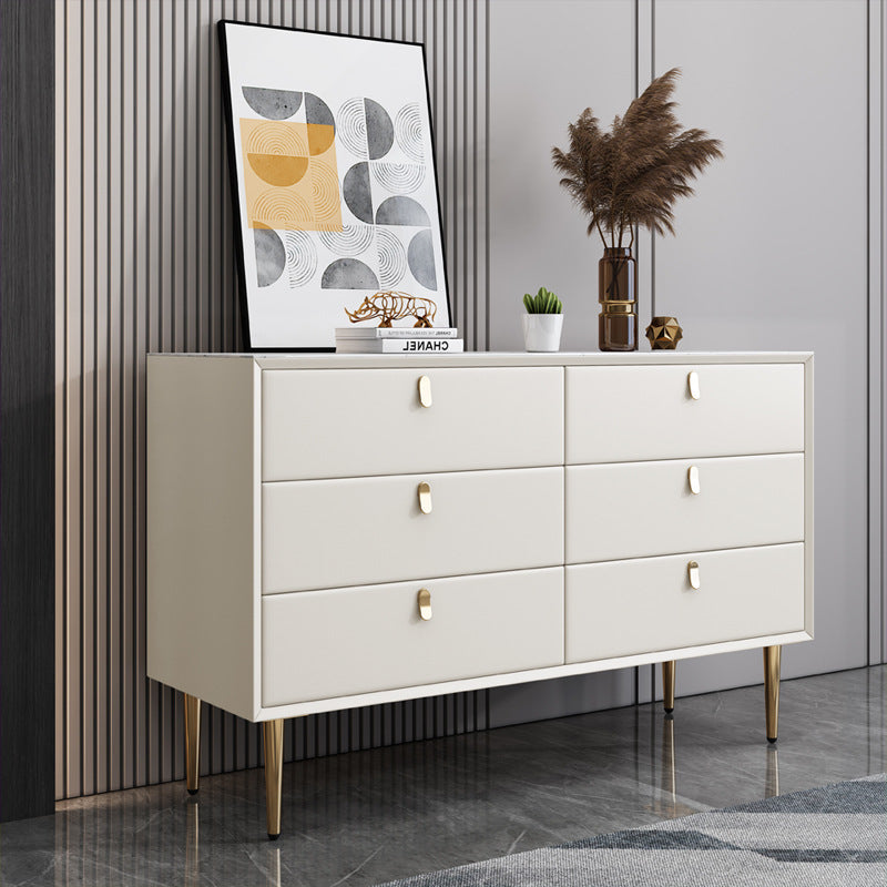 Modern Style Stone Buffet Sideboard 15.7"D Wood Buffet Server for Dining Room Off-White 47"L x 16"W x 30"H Clearhalo 'buffet_sideboard' 'Buffets & Sideboards' 'Furniture' 'furniture_buffet_sideboard' 'Kitchen & Dining Furniture' 4948269